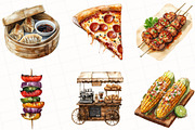 Watercolor Street Food Clipart, an Illustration by OK Design (Thumbnail 3 of 5)