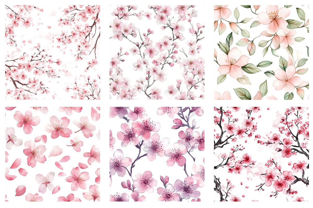 Cherry Garden Seamless Patterns, a Background Graphic by Design Market (Photo 2 of 4)