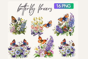 Flowers Butterfly PNG Sublimation