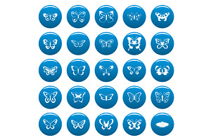 Butterfly Vector Icons Set Blue