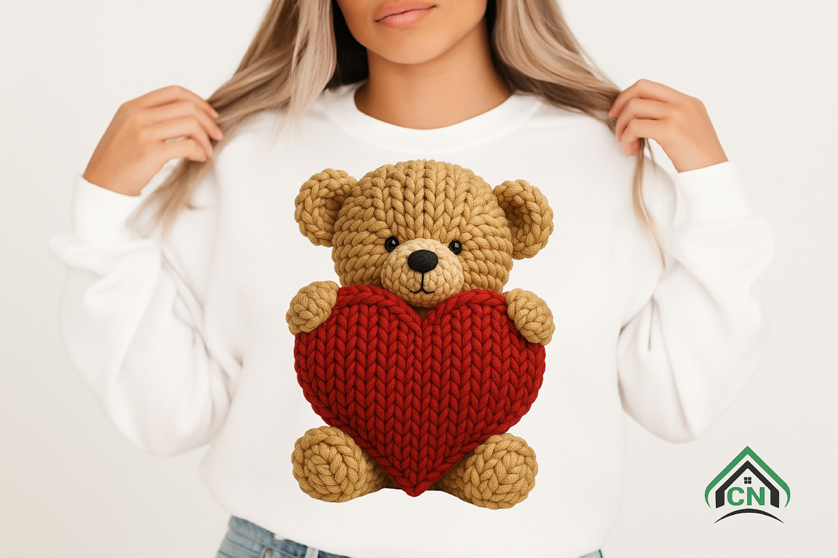 Knitted Teddy Bear with Heart Png, an Illustration by Craft Nest (Photo 4 of 7)