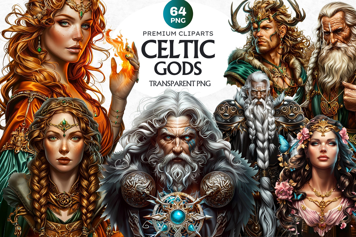 Celtic God Goddess clipart set, a Person Illustration by ThatsDesignArt (Photo 1 of 12)