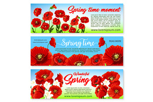 Vector Floral Banners For Spring Holiday Greetings