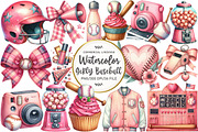 Retro Girly Baseball Clipart, an Illustration by OK Design (Thumbnail 1 of 5)