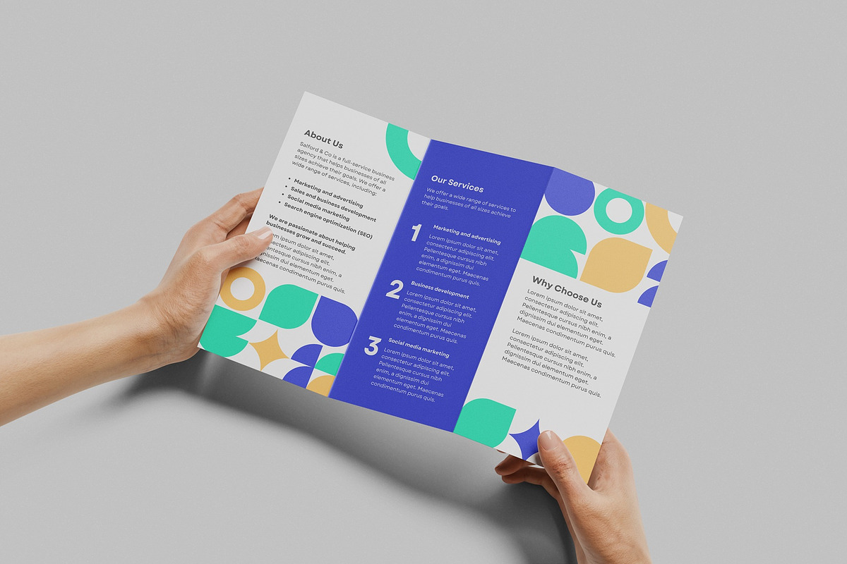 Trifold Brochure Mockup, a Books & Magazine Mockup by UFR_GRAPHIC (Photo 1 of 4)