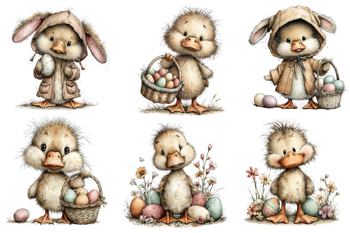Whimsical Happy Easter Duck Clipart, an Illustration by Dream Creation (Photo 5 of 7)