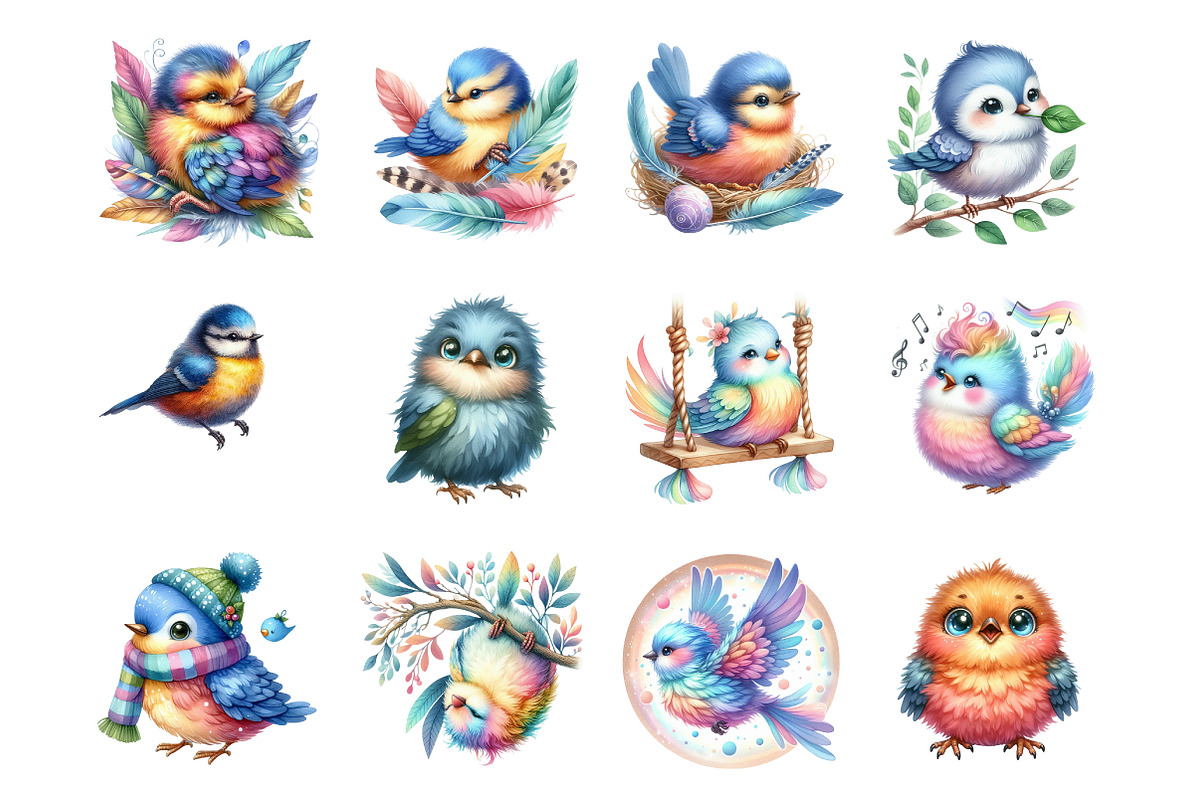 Watercolor Cute Bird Sublimation PNG, an Illustration by SinaCreation (Photo 2 of 7)