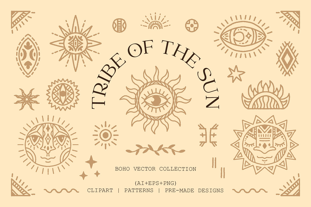 Tribe of the Sun. Boho collection, a Texture Illustration by katieromanoff_art (Photo 1 of 14)