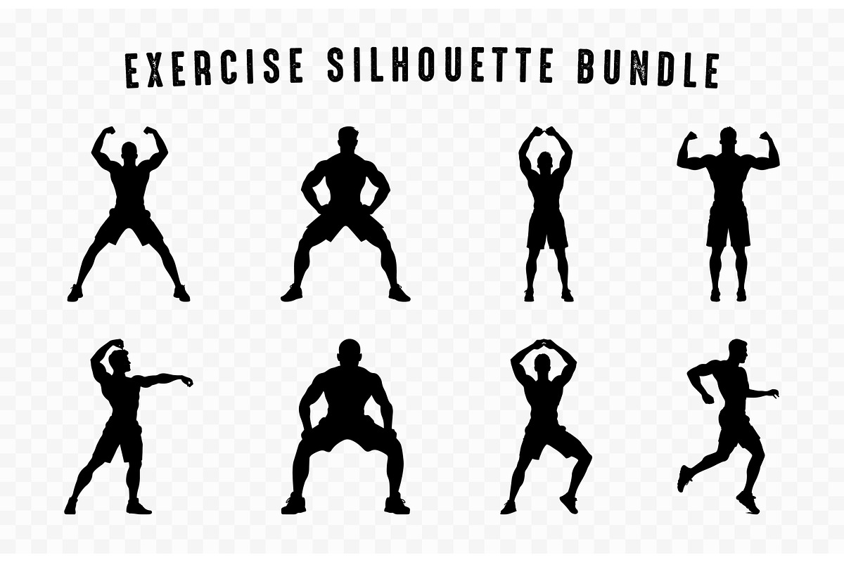 Exercise Silhouette SVG Clipart set, a Healthcare Illustration by Gfx Expert Team (Photo 2 of 3)