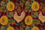Sunflowers Cranberries and Hen, a Pattern Graphic by NayaChu (Thumbnail 9 of 9)