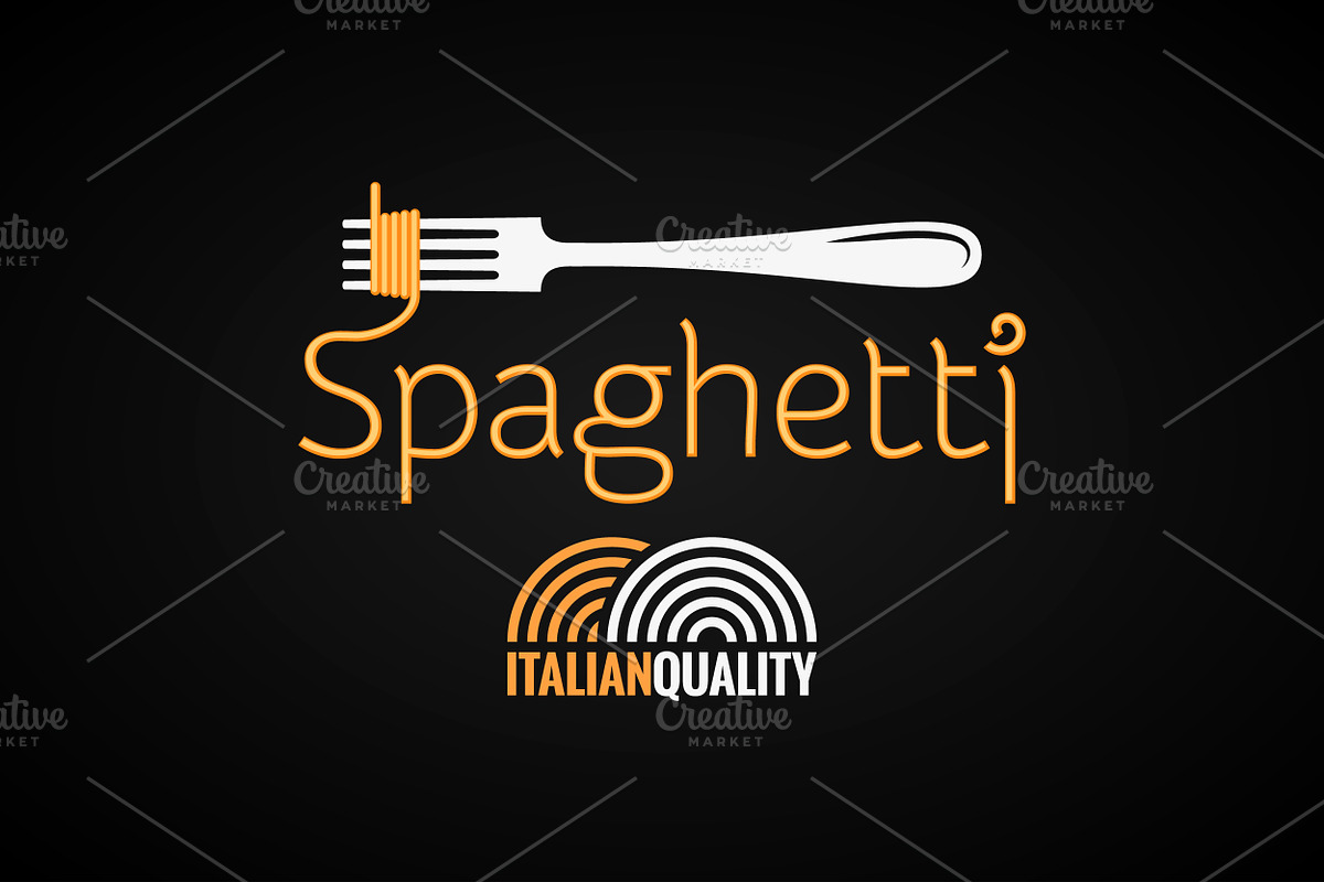 Spaghetti Pasta On Fork Label., an Object Illustration by PushLogo (Photo 2 of 3)