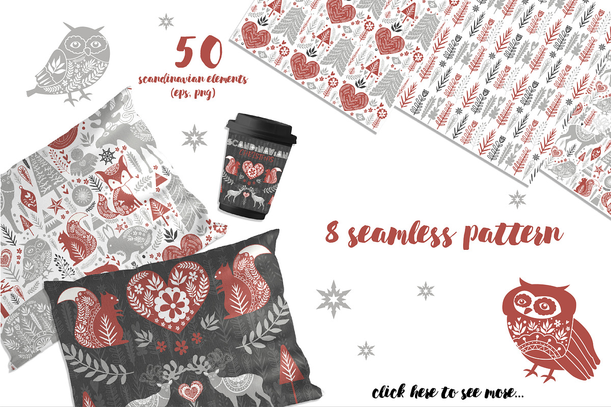 Scandinavian Christmas set, an Animal Illustration by Mio Buono (Photo 3 of 7)