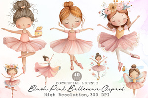 Watercolor Blush Pink Ballerina Clip, an Illustration by Sublimation Artist
