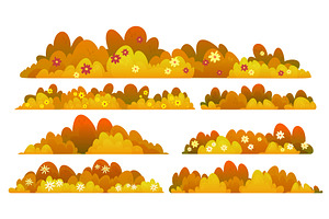 Autumn set of bush and grass with, an Illustration by art PVP - market