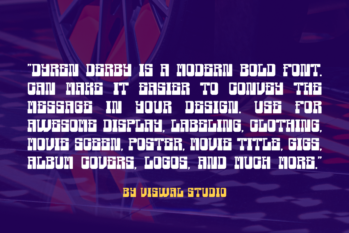Dyren Derby - Bold Modern Font, a Sans Serif Font by Viswal Studio (Photo 3 of 7)