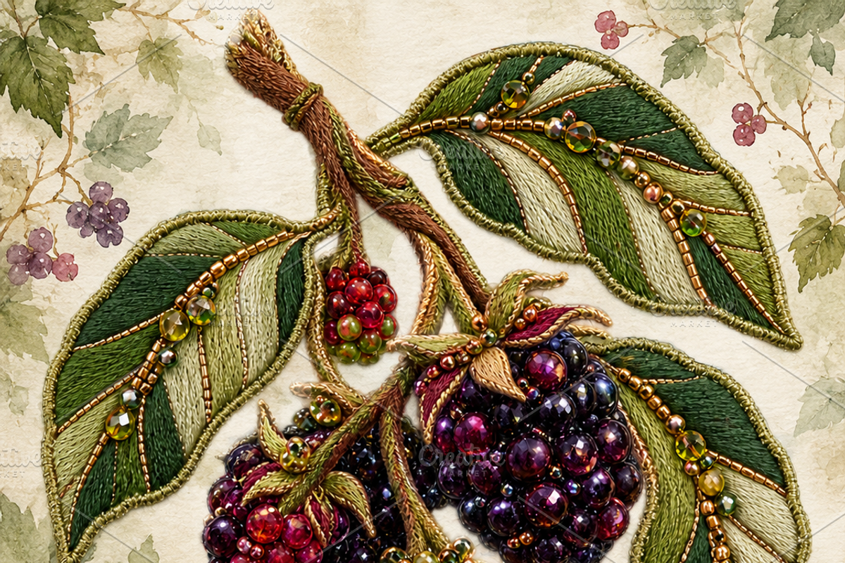 Beaded Blackberry Sprig PNG, an Object Graphic by The Edit (Photo 3 of 3)