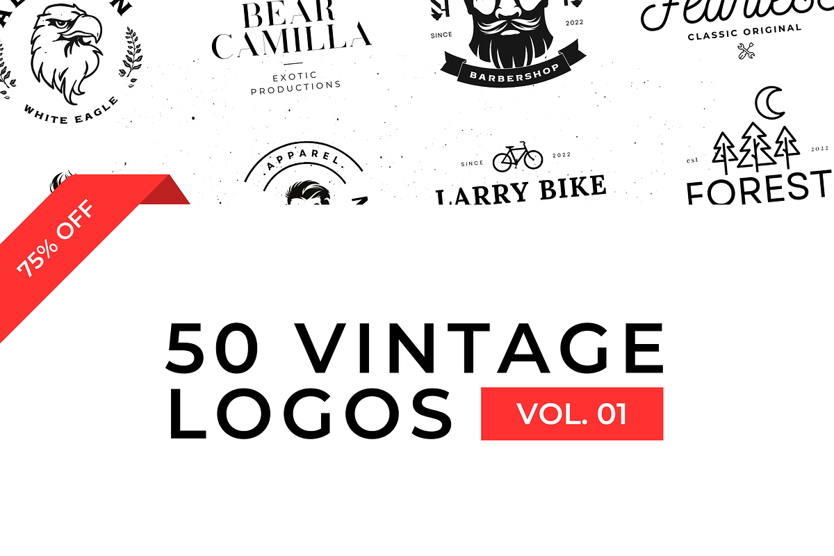 50 Vintage Logos | Canva Template, a Templates & Theme by Angkalimabelas (Photo 1 of 5)