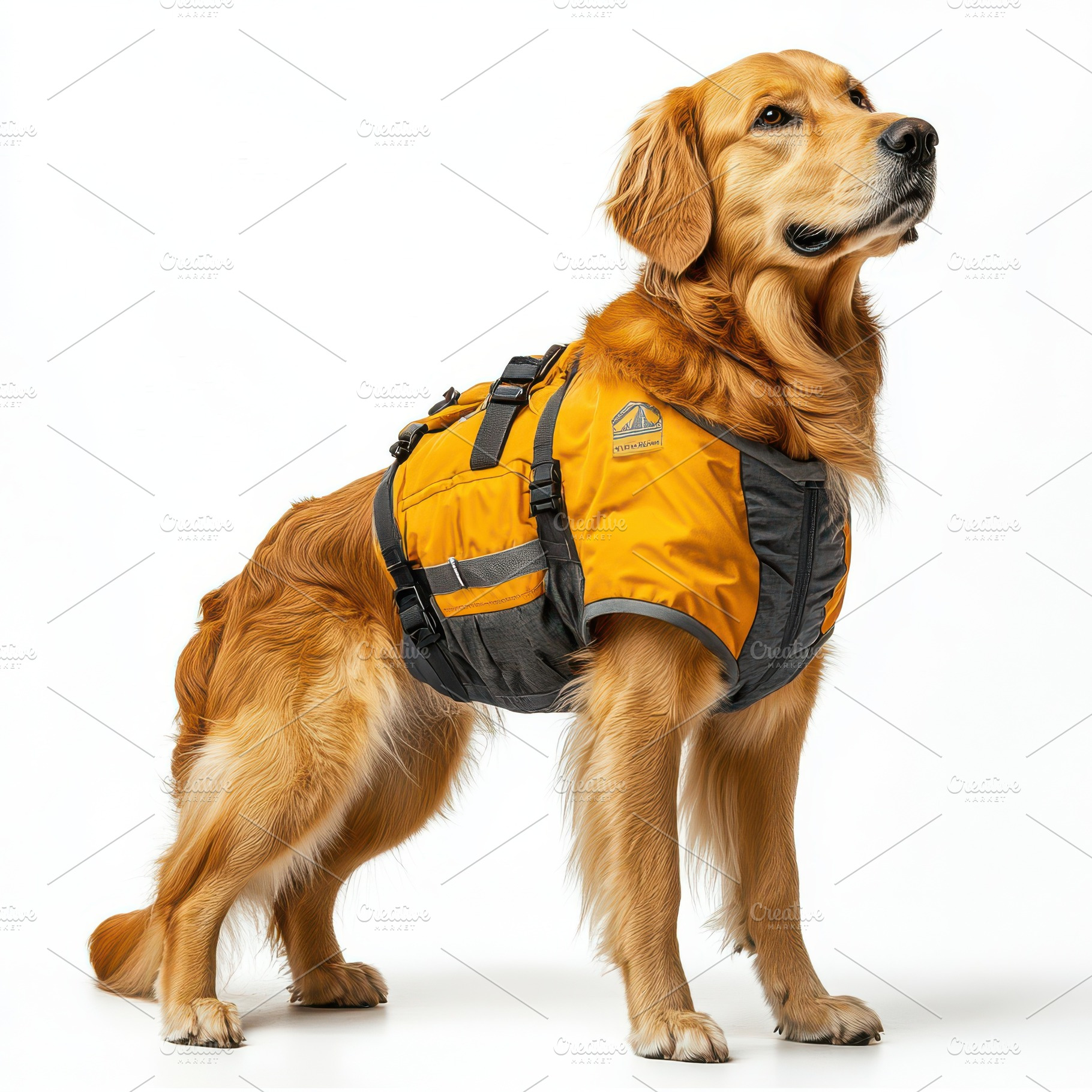 Golden Retriever dog wearing a golde, an Animal Photo by Pixeness Studio