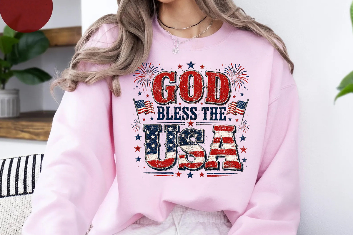 Coquette Striped God Bless the USA, a Seasonal Illustration by DreamCafeArt (Photo 6 of 6)
