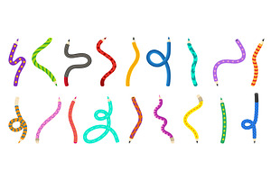 Flexible textured pencils. Curved, an Education Illustration by Valerie Bodnar