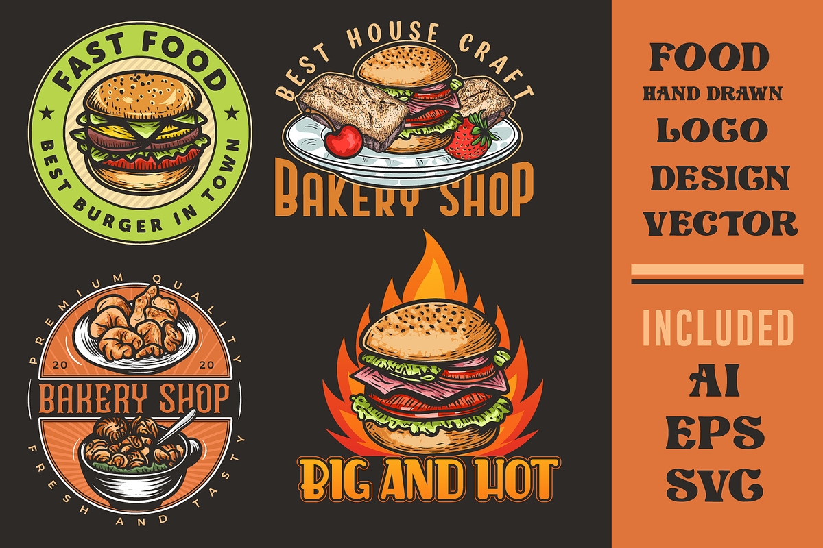 Bakery House, fast food logo set, a Branding & Logo Template by Billah Hub