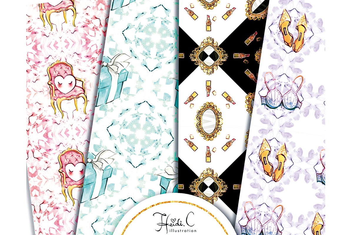 French Girl Paper Pack, a Pattern Graphic by HeidiCIllustration (Photo 3 of 3)