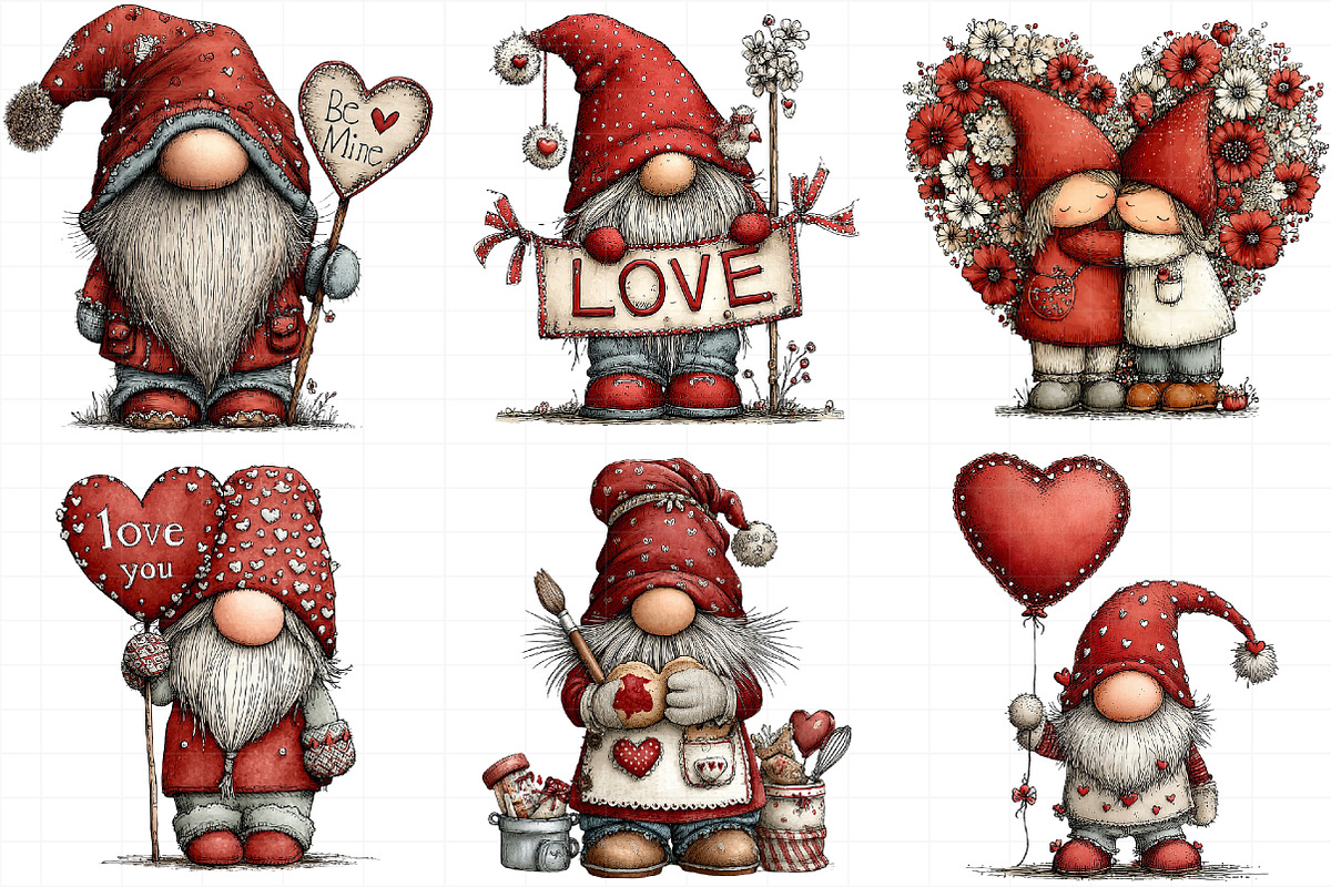Valentine Gnome Clipart, an Illustration by Daily.Designs (Photo 5 of 6)