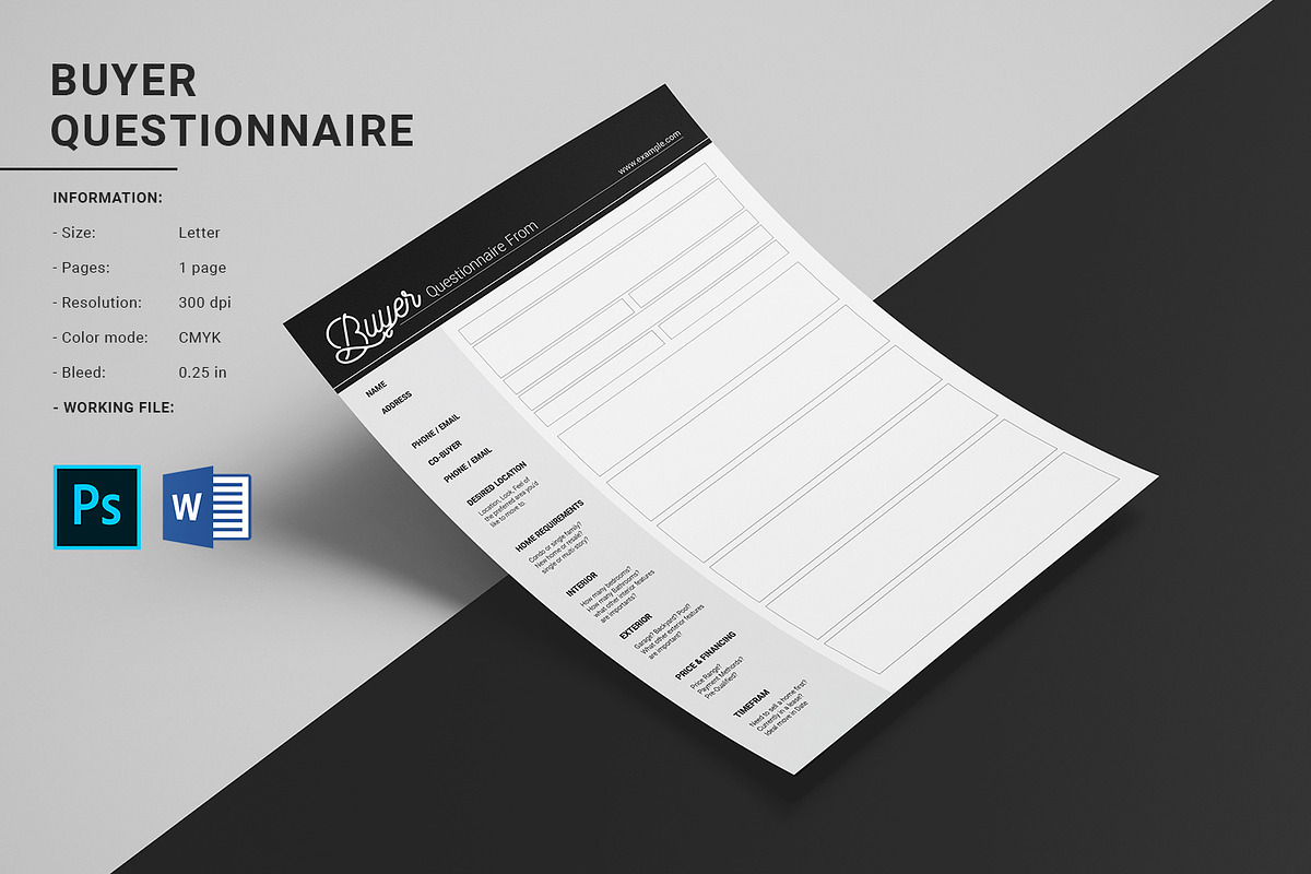 Buyer Questionnaire, a Flyer Template by crazyOWL | Creative Market