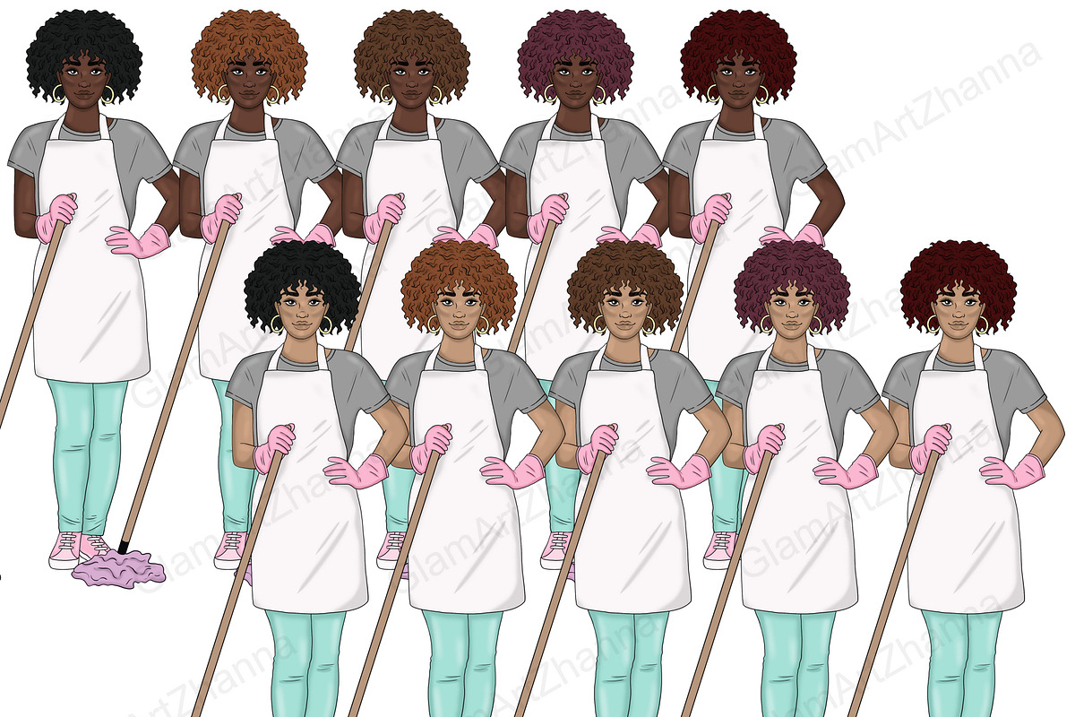 Cleaning Girls Clipart, a Person Illustration by GlamArtZhanna (Photo 5 of 7)