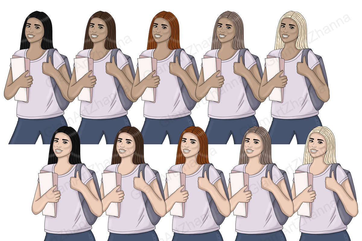 Study Beige Girls Clipart, a Person Illustration by GlamArtZhanna (Photo 5 of 7)