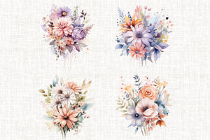 Pastel Wildflowers Bouquet PNG