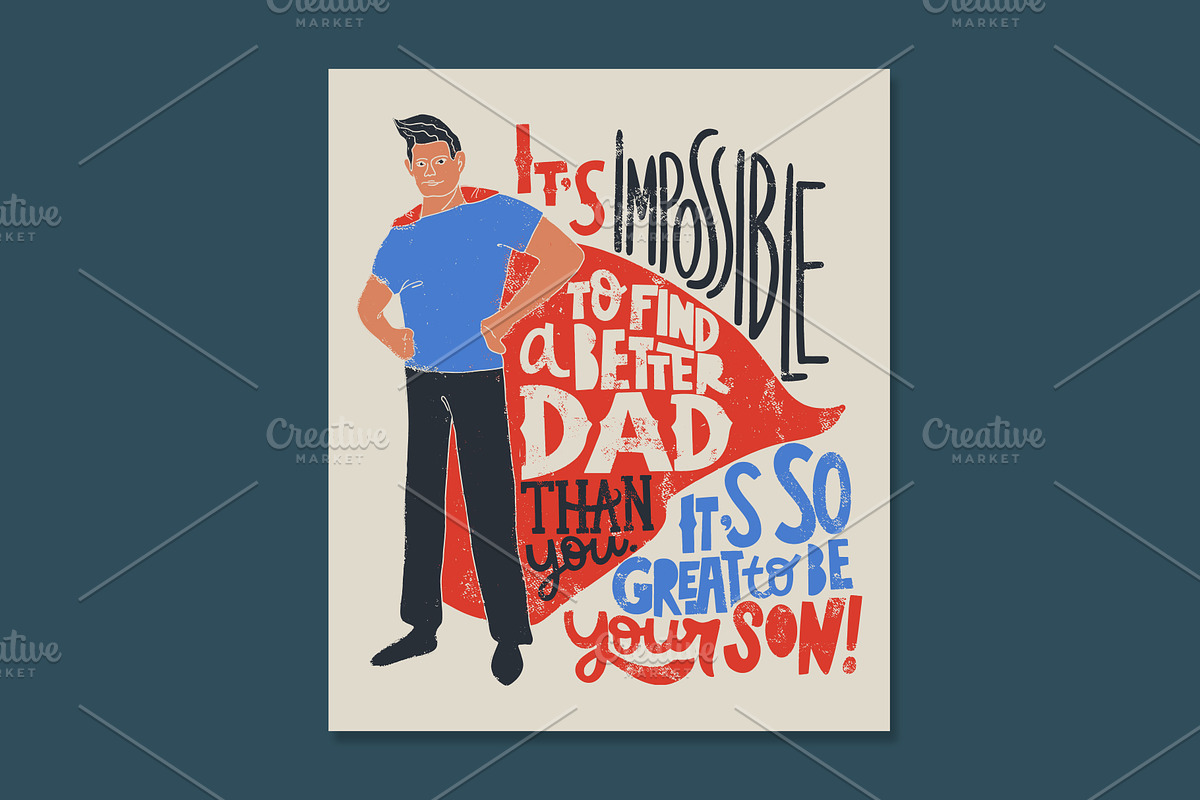 Happy Father`s Day 5 vector cards, a Card Template by Anna's Lettering (Photo 6 of 6)