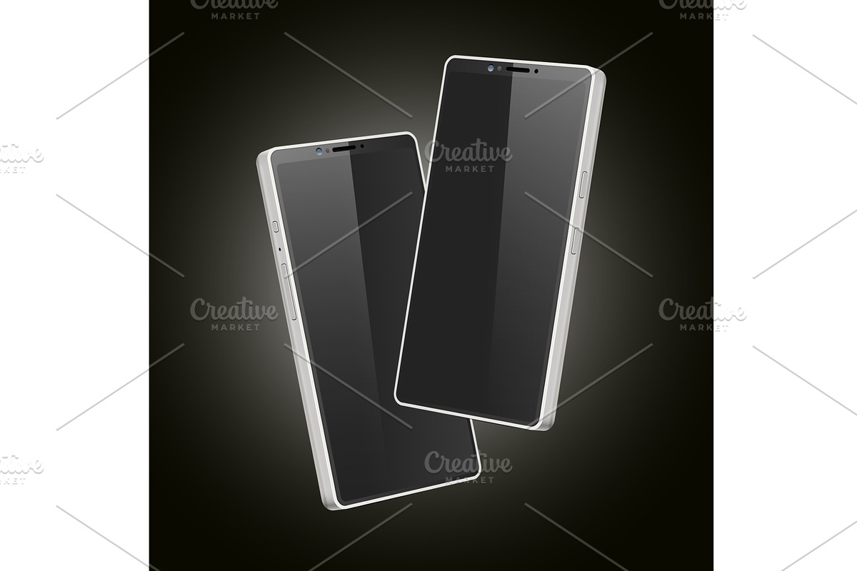 Realistic mockups of two smartphones, an Object Illustration by Vectorbuum
