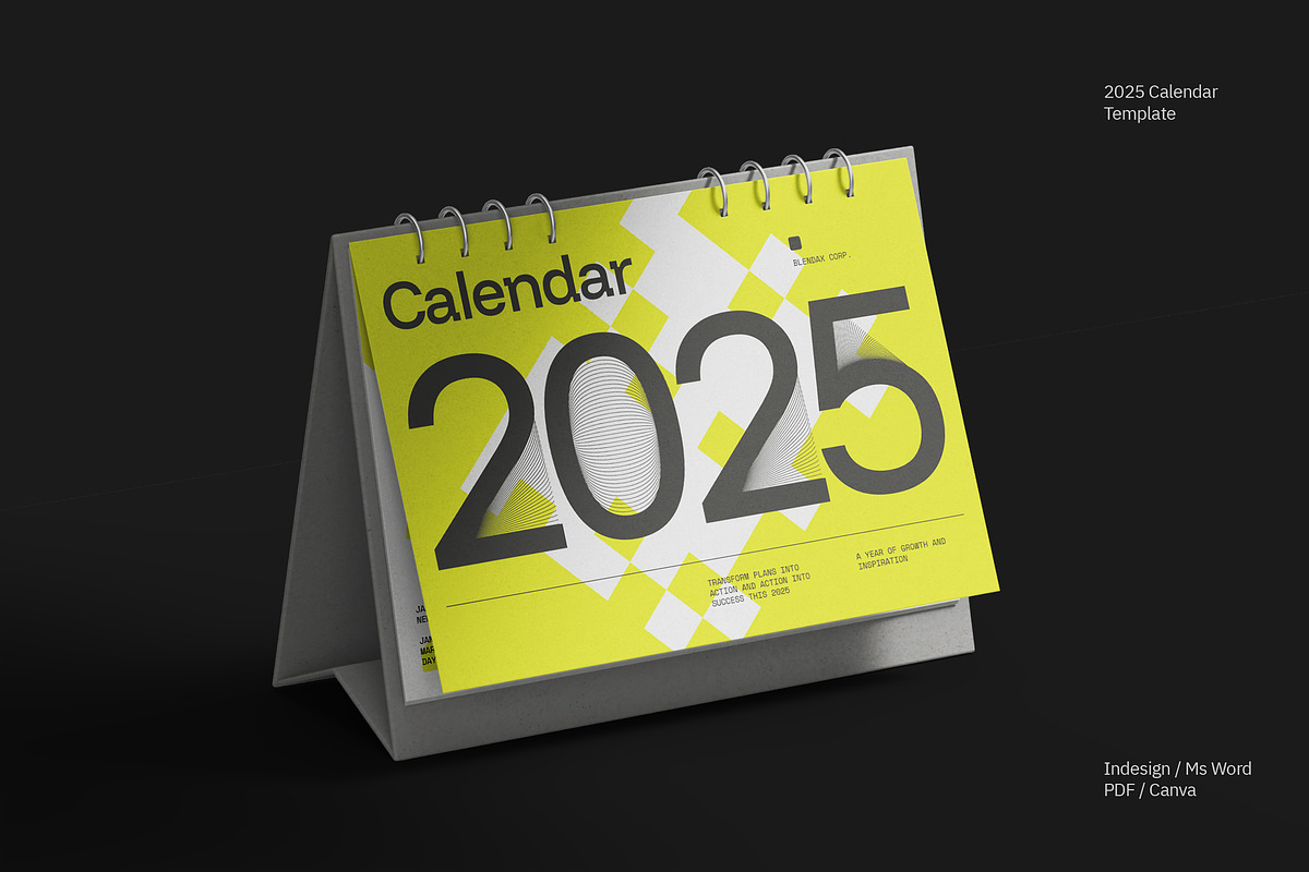 Bold 2025 Calendar - Blendax, a Stationery Template by fakhroo (Photo 1 of 5)