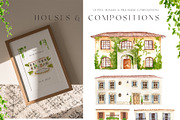 Watercolor countryside houses, a Decorative Illustration by MariGraphic boutique (Thumbnail 2 of 13)