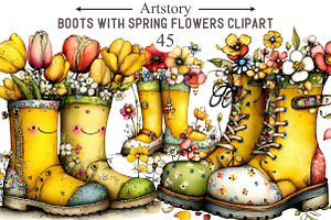 Boots with Spring Flowers Sublimatio, an Illustration by designcity5