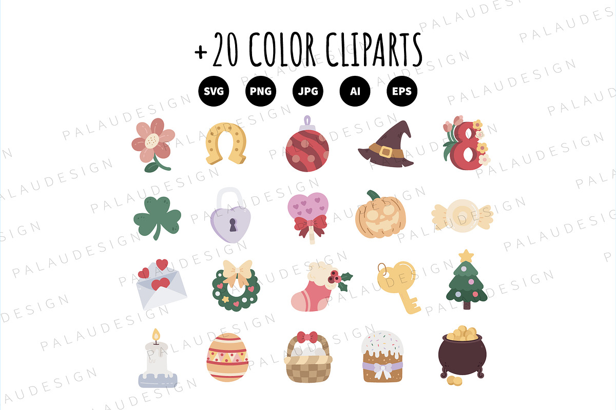 Holiday Elements Clipart Set, a Seasonal Illustration by Palau (Photo 8 of 10)