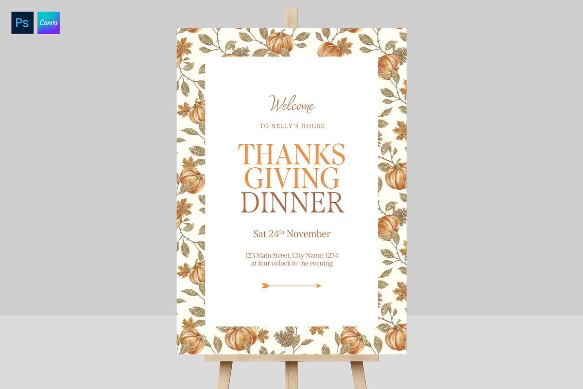 Thanksgiving Welcome Sign Template, a Poster Template by BrandPacks (Photo 1 of 5)