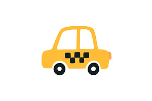 Taxi icon. Yellow checkered cab, a Transportation Illustration by Nadzin