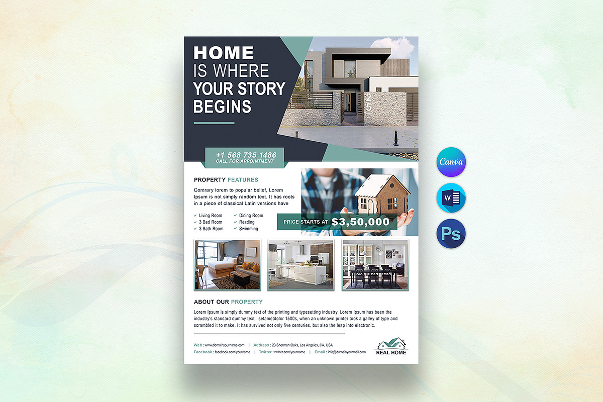 Real Estate Flyer, a Flyer Template by DesignDevisers (Photo 1 of 10)