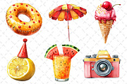 Watercolor Summer Clipart Bundle, an Illustration by Dream Creation (Thumbnail 2 of 7)