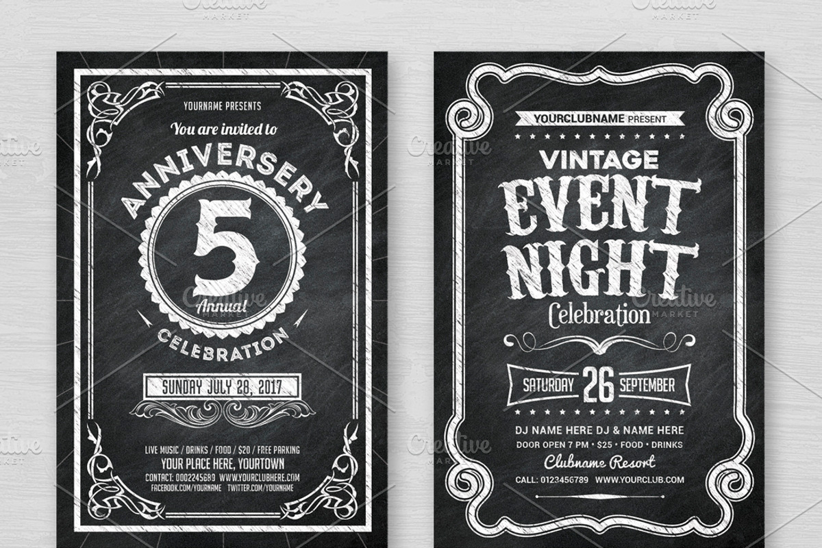 4 Chalk Flyers Bundle, a Flyer Template by DesignWorkz (Photo 2 of 3)