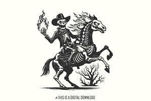 Skeleton Cowboy On Horse PNG