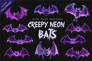 Creepy Neon Bats. Halloween Mascot., an Animal Illustration by KENO Mascots (Thumbnail 1 of 10)