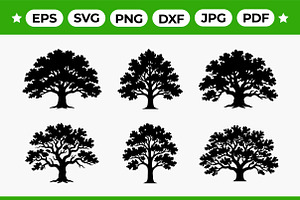 Oak Tree Silhouette Vector Pack, an Object Graphic by Artonix