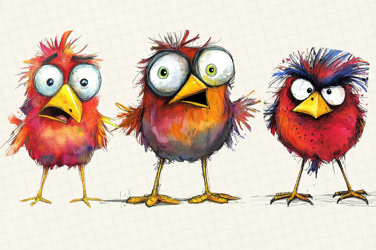 Cute Quirky Funny Birds Clipart, an Illustration by OK Design (Photo 4 of 5)