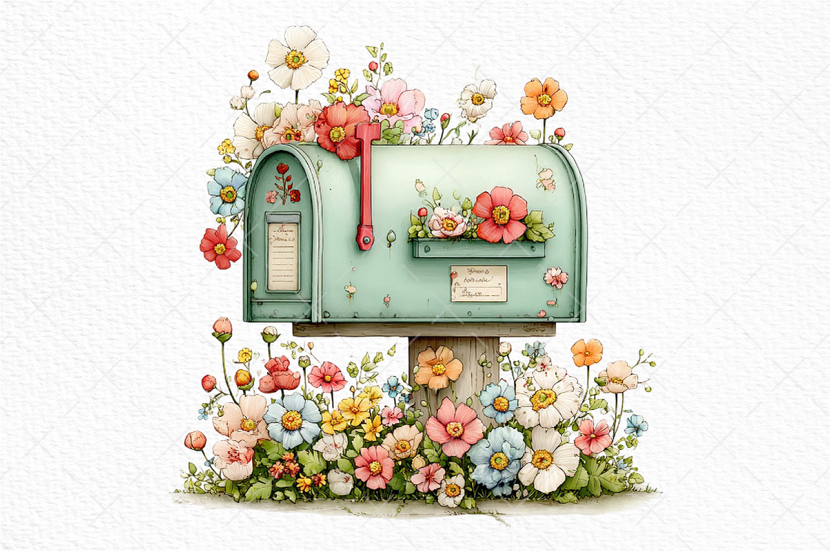 Whimsical Spring Mailbox Clipart, an Illustration by Craft Nest (Photo 10 of 11)