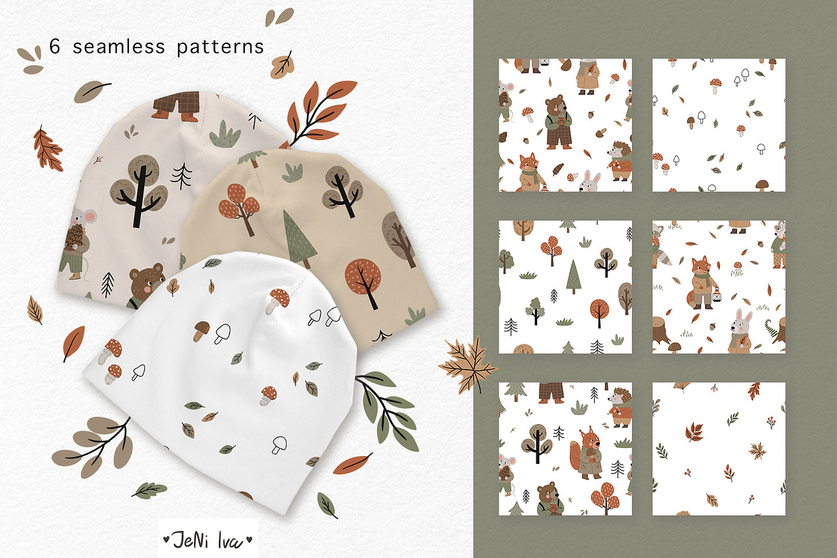 Fall Woodland Animals Clipart, a Decorative Illustration by Jenny Quince (Photo 3 of 9)