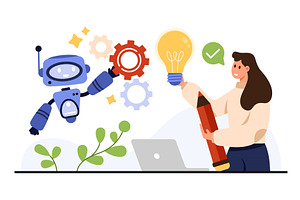 Human and AI Collaboration for, a Person Illustration by Flashvector