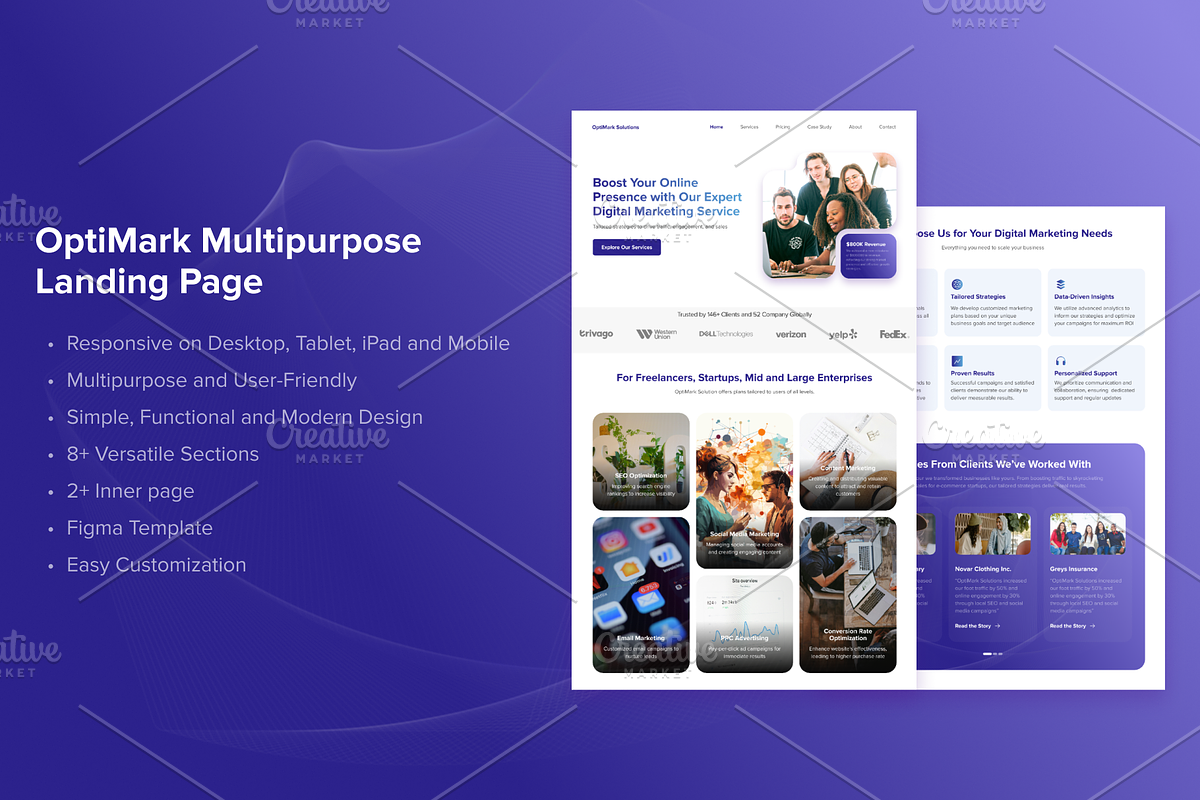Modern Multipurpose Landing Page UI, a Landing Page Template by Oria Studio (Photo 1 of 2)